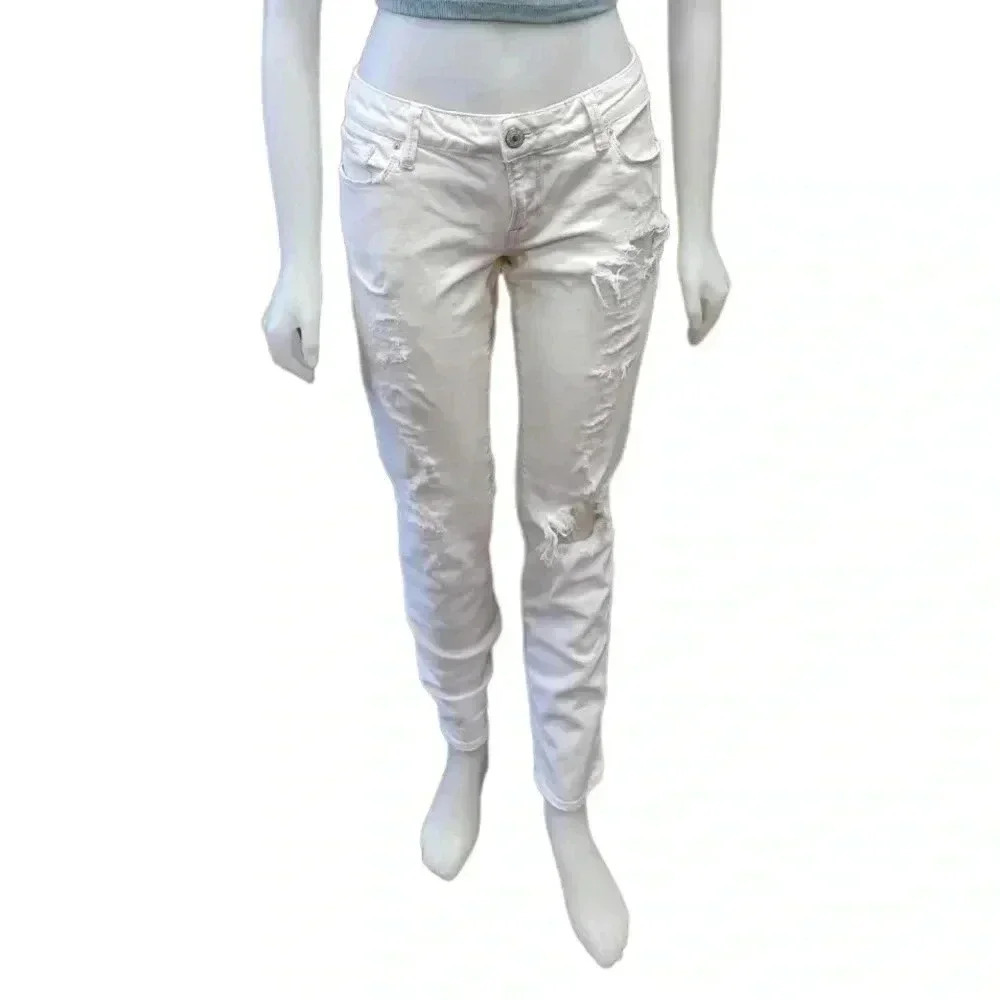 Mavi Skinny Distressed White Jeans Size 31/32
